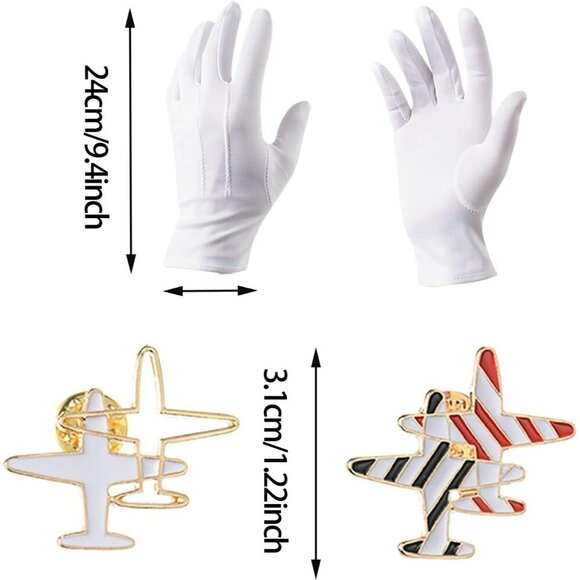 Flight Attendant Costume Accessories Navy Blue Hat Scarf Gloves Aviator Sunglass main image 6